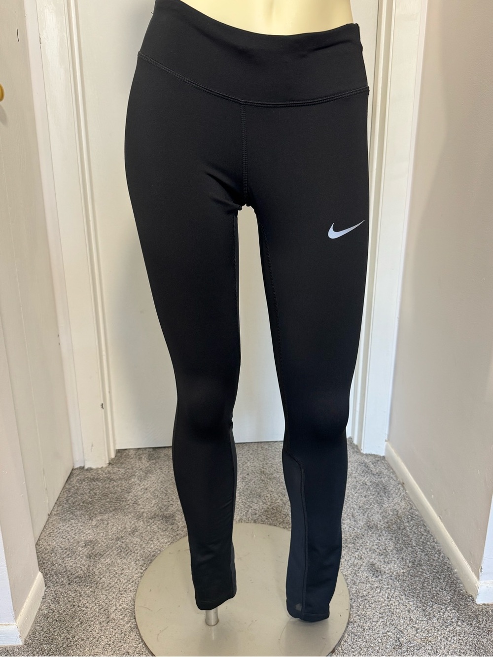 Nike Kids Black Leggings with White Swoosh